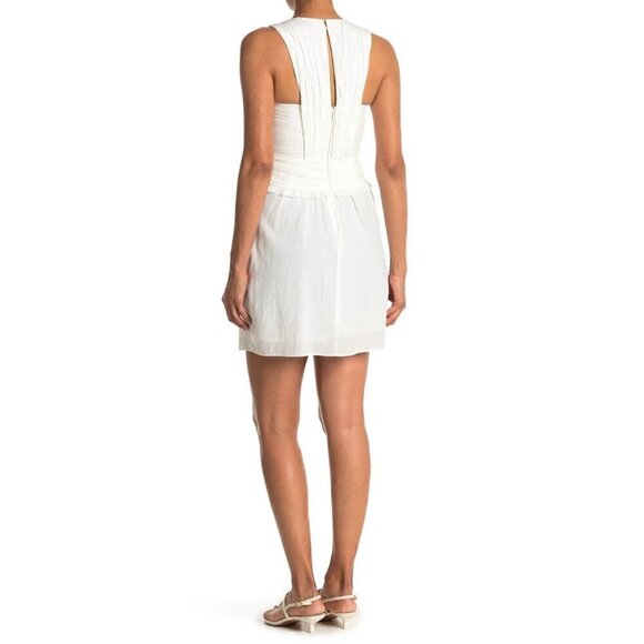NWT REISS 6 White Gauzy Ruched Front Feminine Flirty Bridal After Party Dress - Picture 3 of 17